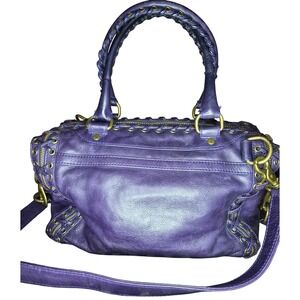 Rebecca Minkoff Purple Leather Tote Bag Studded Lace Up Convertible Strap 12x9x7